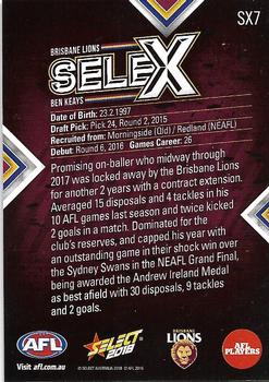 2018 Select Footy Stars - Selex #SX7 Ben Keays Back